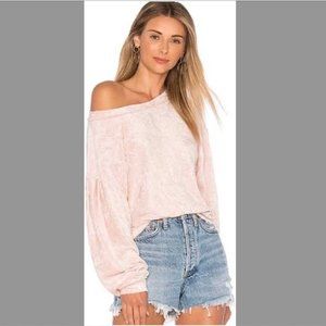 Free People Pink Milan Crushed Velvet Top